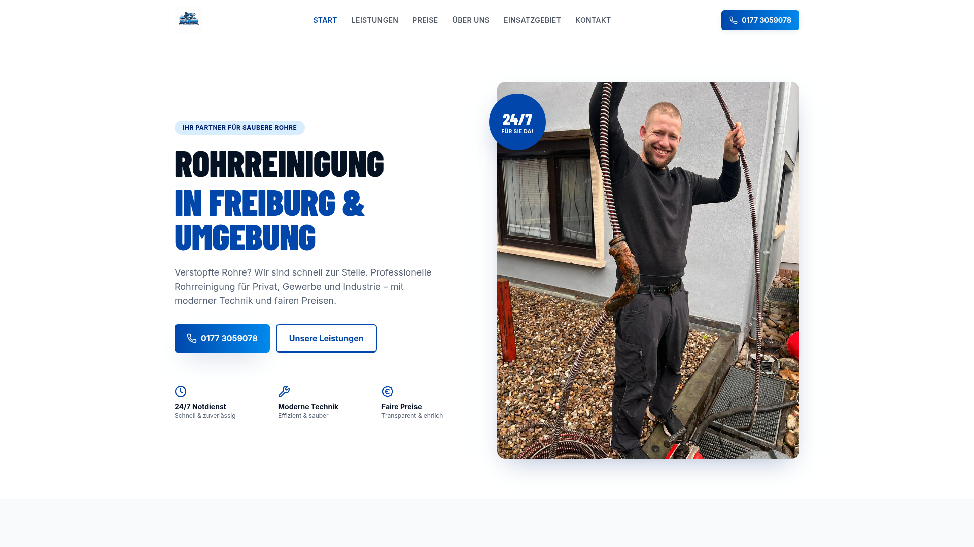 Projekt-Vorschau: Rohrreinigung Saier – Handwerk · Notdienst