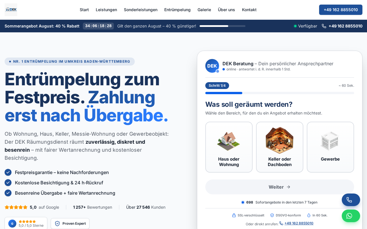 Projekt-Vorschau: DEK Räumungsdienst – Entrümpelung · BW