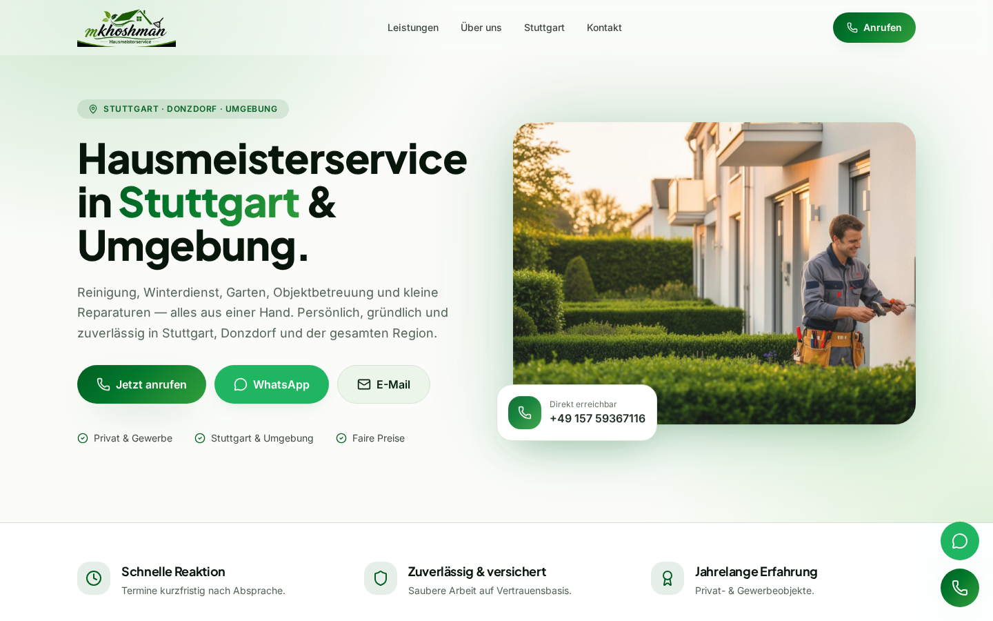Projekt-Vorschau: M. Khoshman Hausmeisterservice – Hausmeister · Local